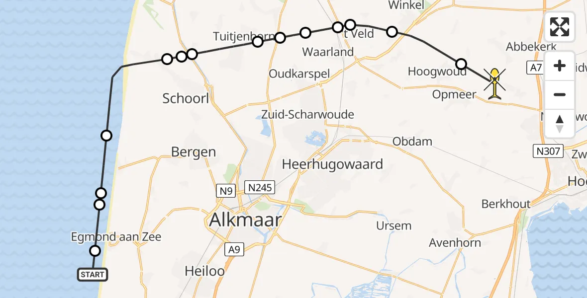 Routekaart van de vlucht: Politieheli naar Sijbekarspel, Boulevard