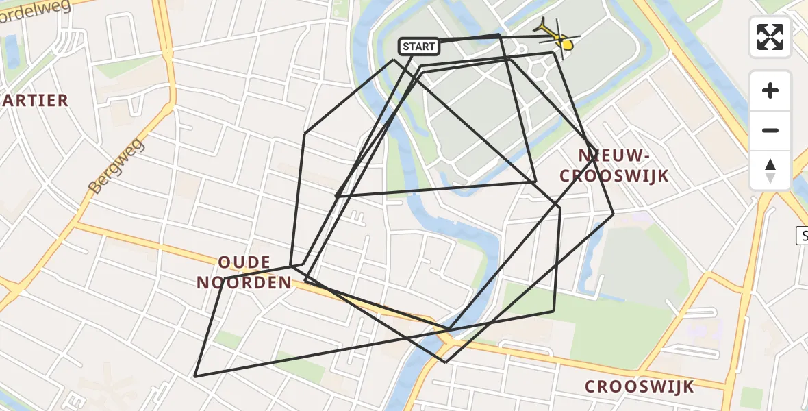 Routekaart van de vlucht: Politieheli naar Rotterdam, Crooswijksebocht