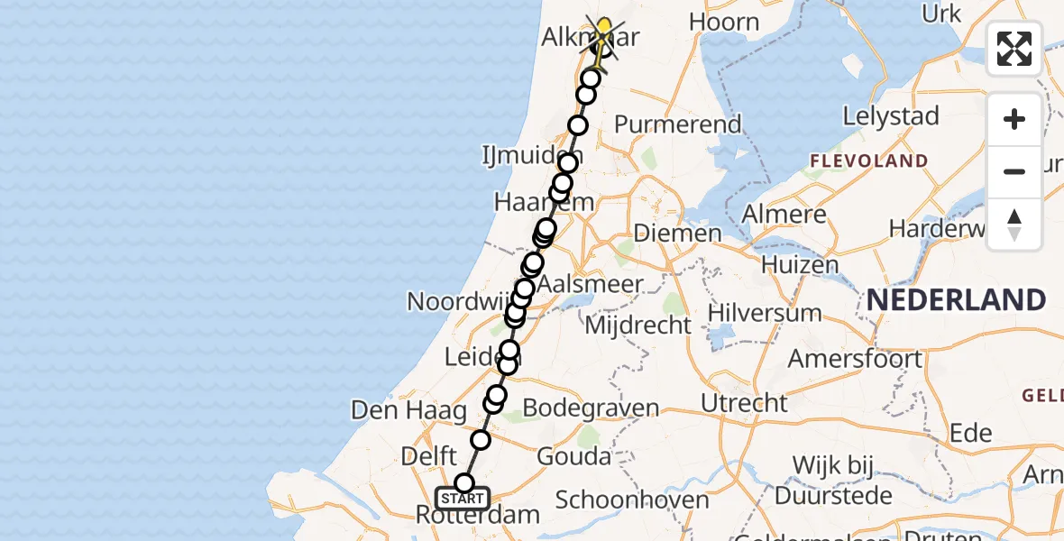 Routekaart van de vlucht: Lifeliner 2 naar Stompetoren, Westdijk