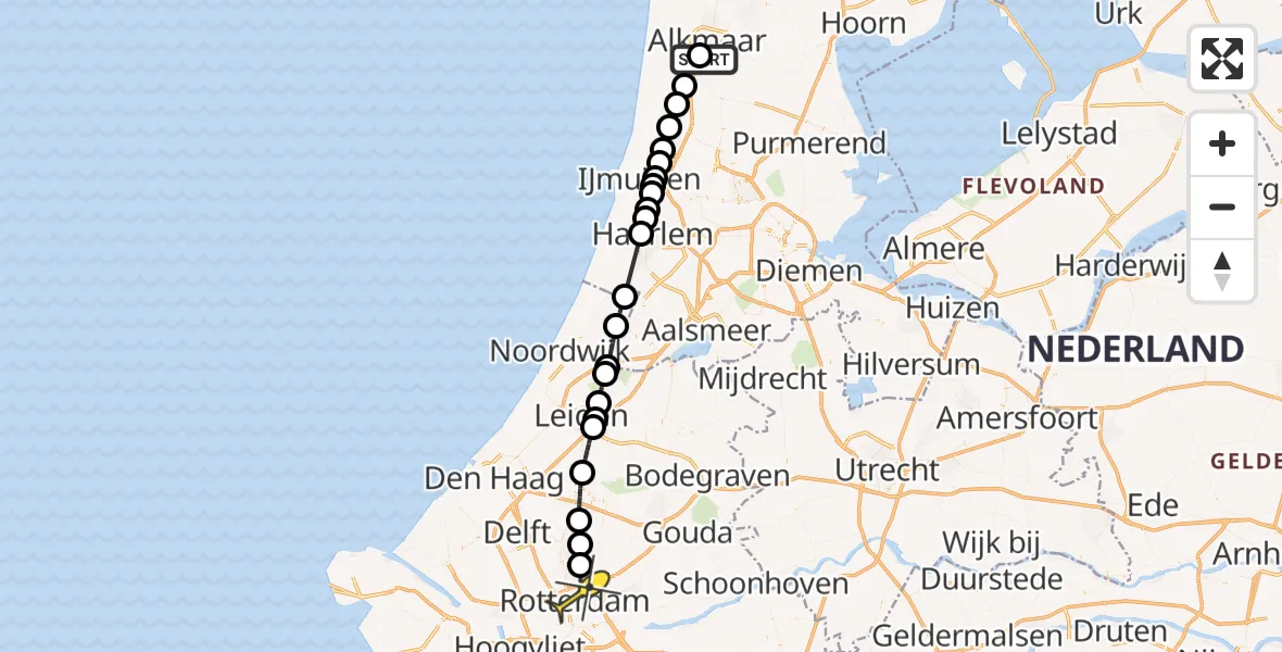 Routekaart van de vlucht: Lifeliner 2 naar Rotterdam, Crooswijksestraat