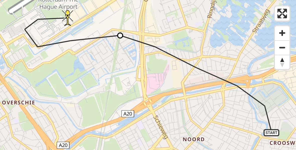 Routekaart van de vlucht: Lifeliner 2 naar Rotterdam The Hague Airport, Gordelweg