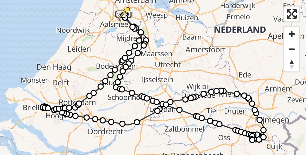 Routekaart van de vlucht: Politieheli naar Schiphol, Schipholdijk