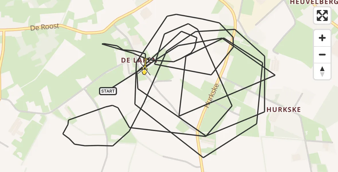 Routekaart van de vlucht: Politiehelikopter naar Erp, Rauwven