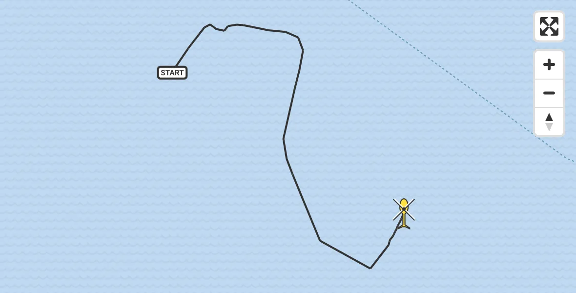 Routekaart van de vlucht: Kustwachthelikopter naar 