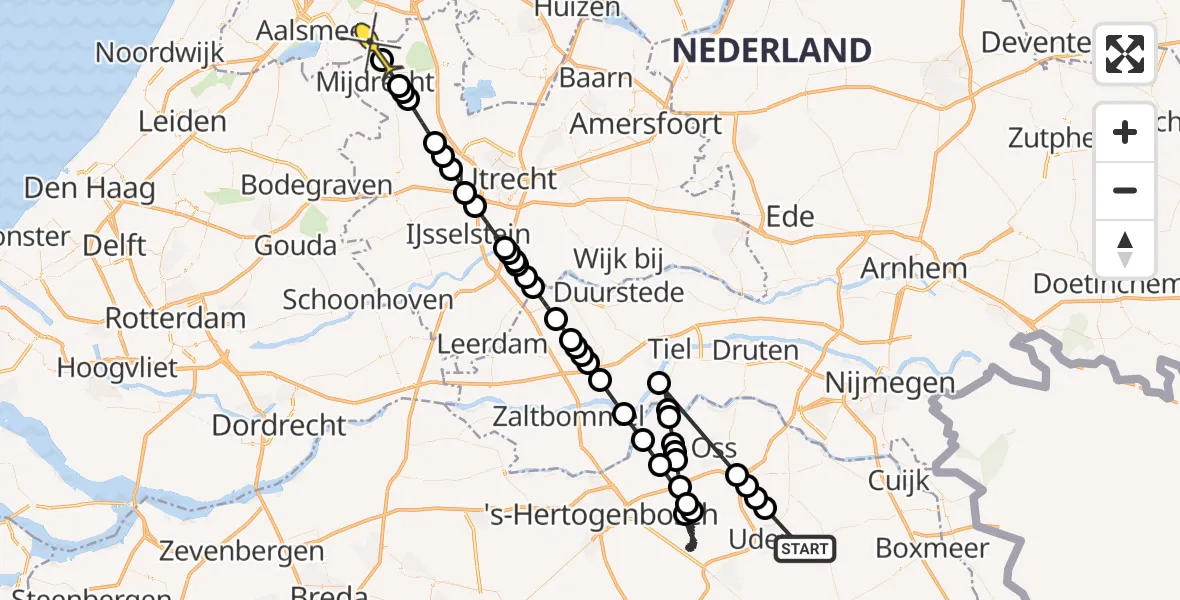 Routekaart van de vlucht: Politieheli naar Waverveen, Grensweg