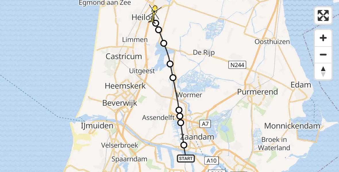 Routekaart van de vlucht: Lifeliner 1 naar Heiloo, Ringweg