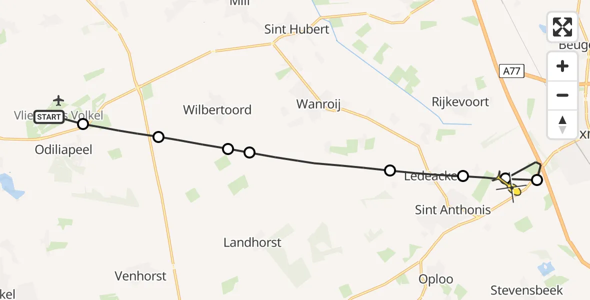 Routekaart van de vlucht: Lifeliner 3 naar Sint Anthonis, Zeelandsedijk