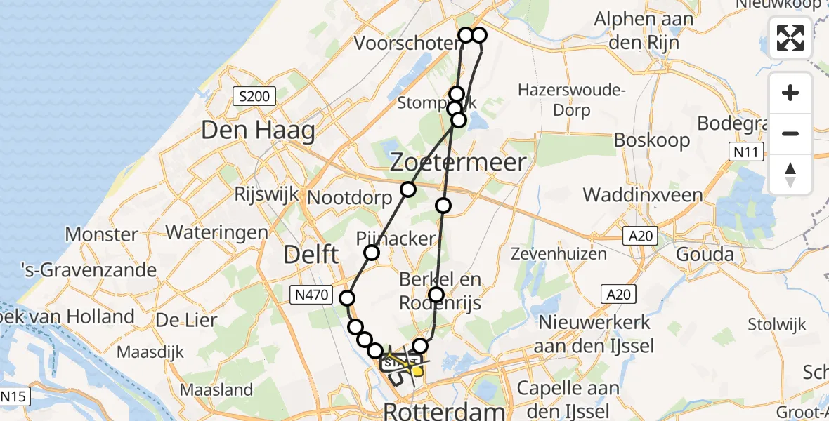 Routekaart van de vlucht: Lifeliner 2 naar Rotterdam The Hague Airport, Bovendijk