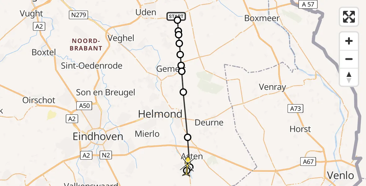 Routekaart van de vlucht: Lifeliner 3 naar Someren, Wolfstraat