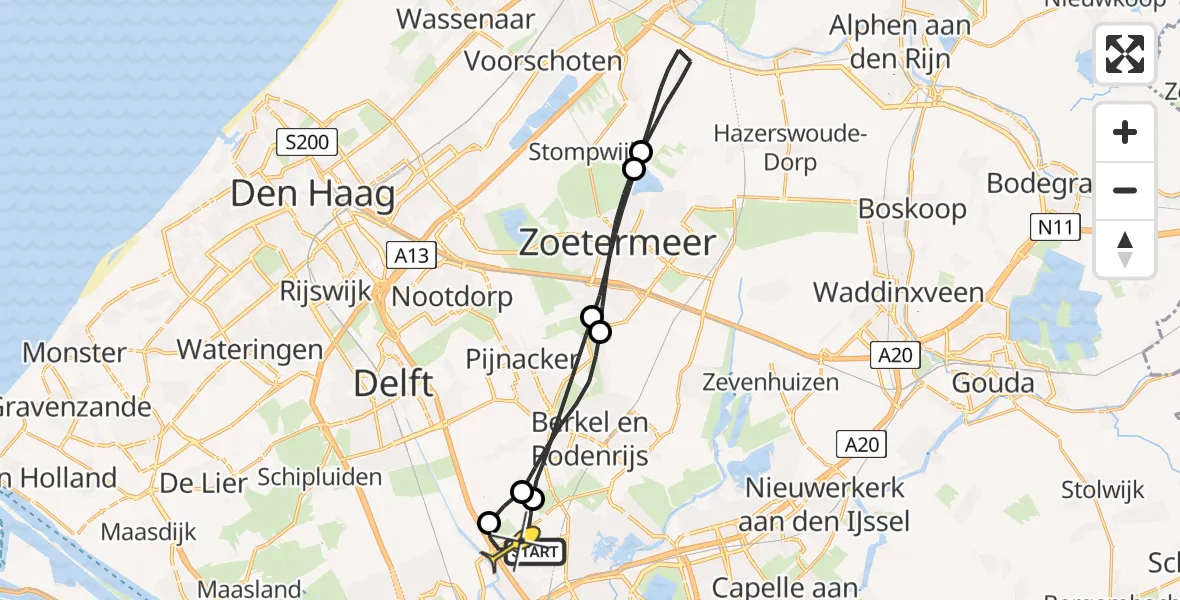 Routekaart van de vlucht: Lifeliner 2 naar Rotterdam The Hague Airport, Oude Bovendijk