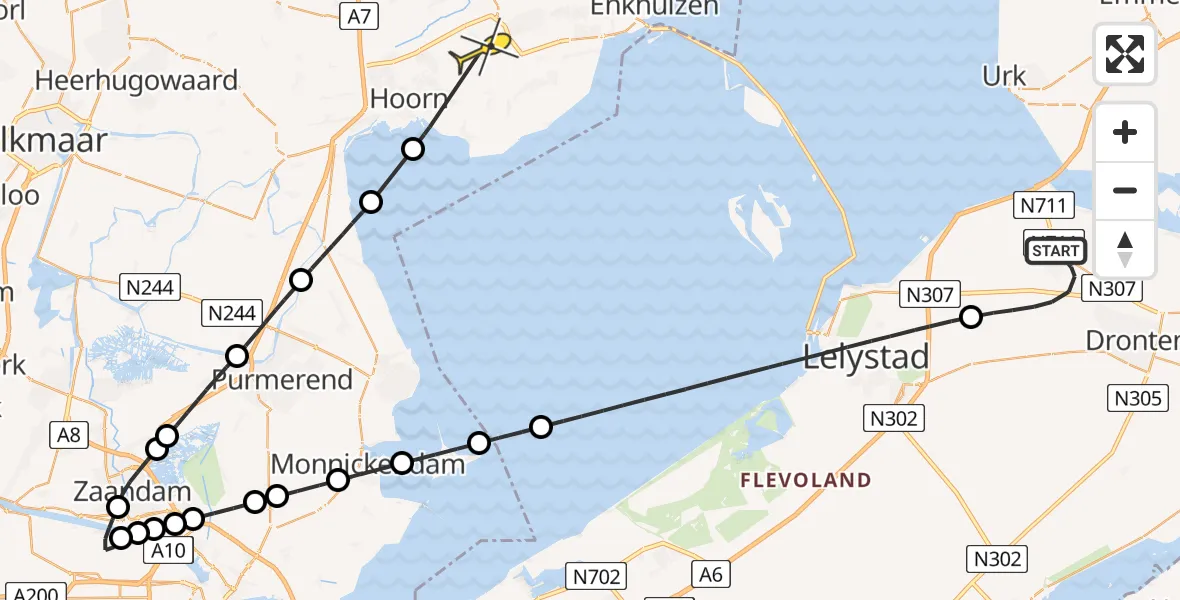 Routekaart van de vlucht: Lifeliner 1 naar Westwoud, Dronterringweg