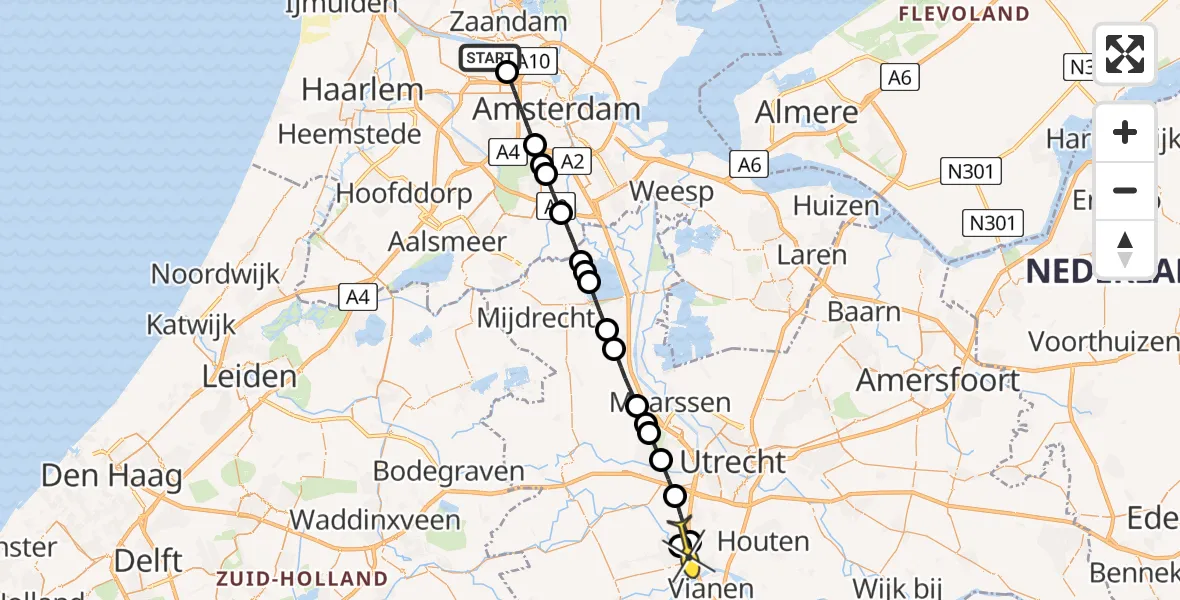 Routekaart van de vlucht: Lifeliner 1 naar IJsselstein, Capriweg