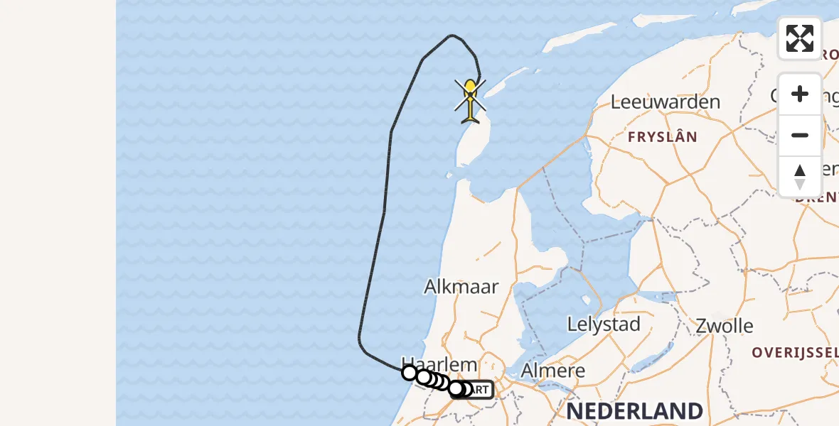 Routekaart van de vlucht: Politieheli naar Loevesteinse Randweg