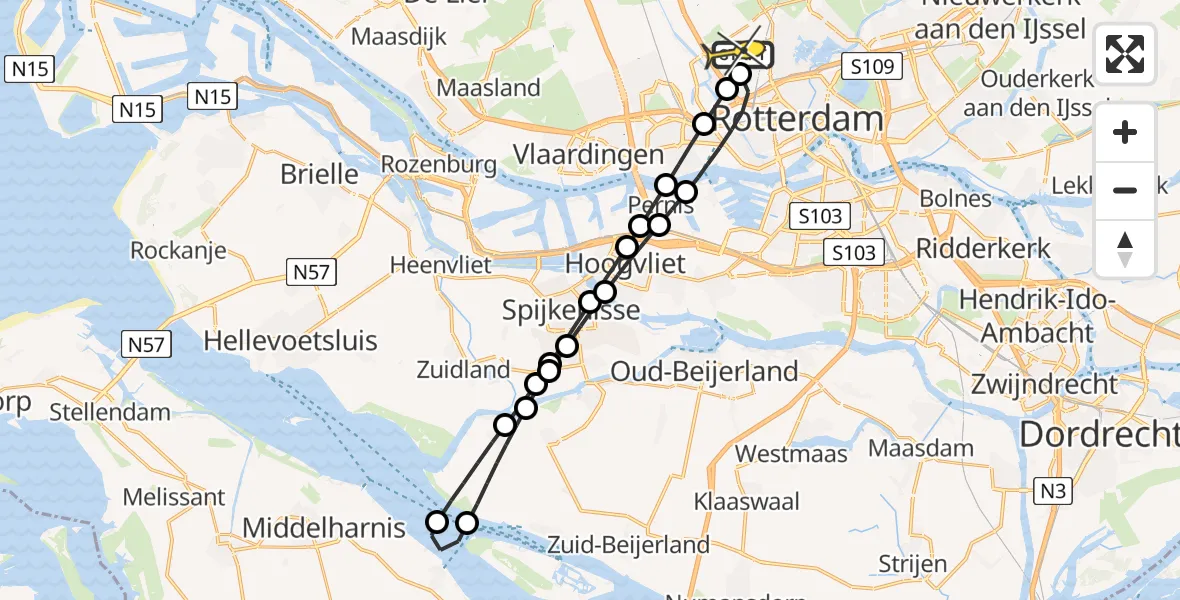 Routekaart van de vlucht: Lifeliner 2 naar Rotterdam The Hague Airport, De IJskelder