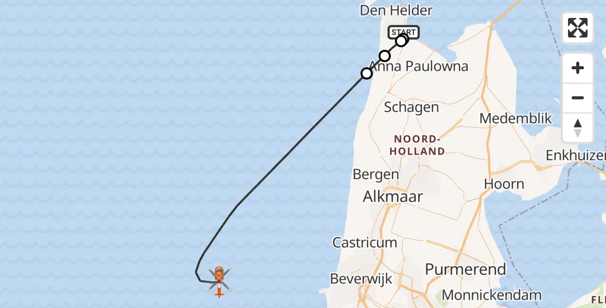 Vluchtroute Kustwachthelikopter Vliegveld De Kooy - , 20 september 2024, 08:37