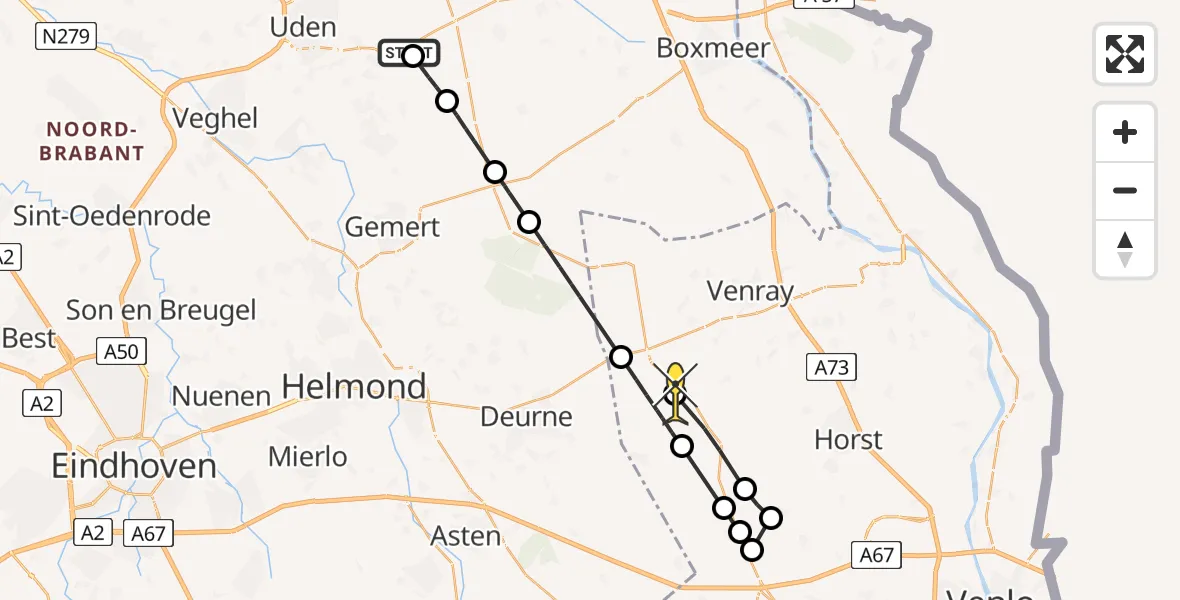 Routekaart van de vlucht: Lifeliner 3 naar Ysselsteyn, Zonnedauw