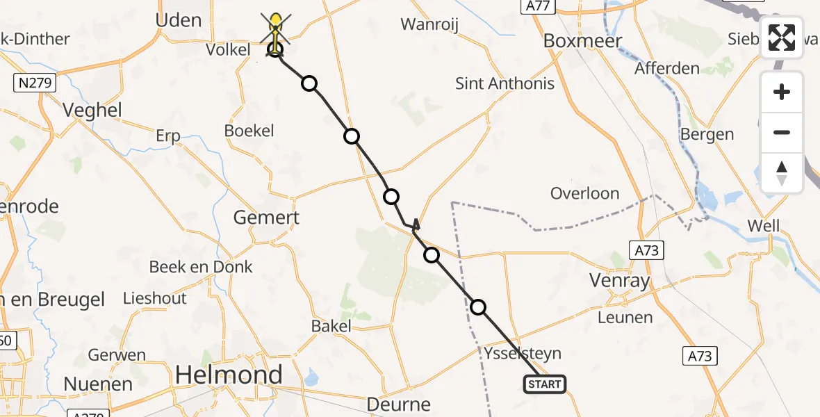 Routekaart van de vlucht: Lifeliner 3 naar Vliegbasis Volkel, Kempkensberg