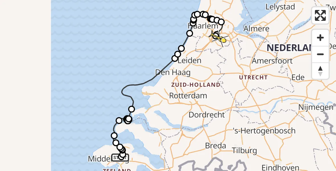 Routekaart van de vlucht: Politieheli naar Schiphol, Meerkoetweg