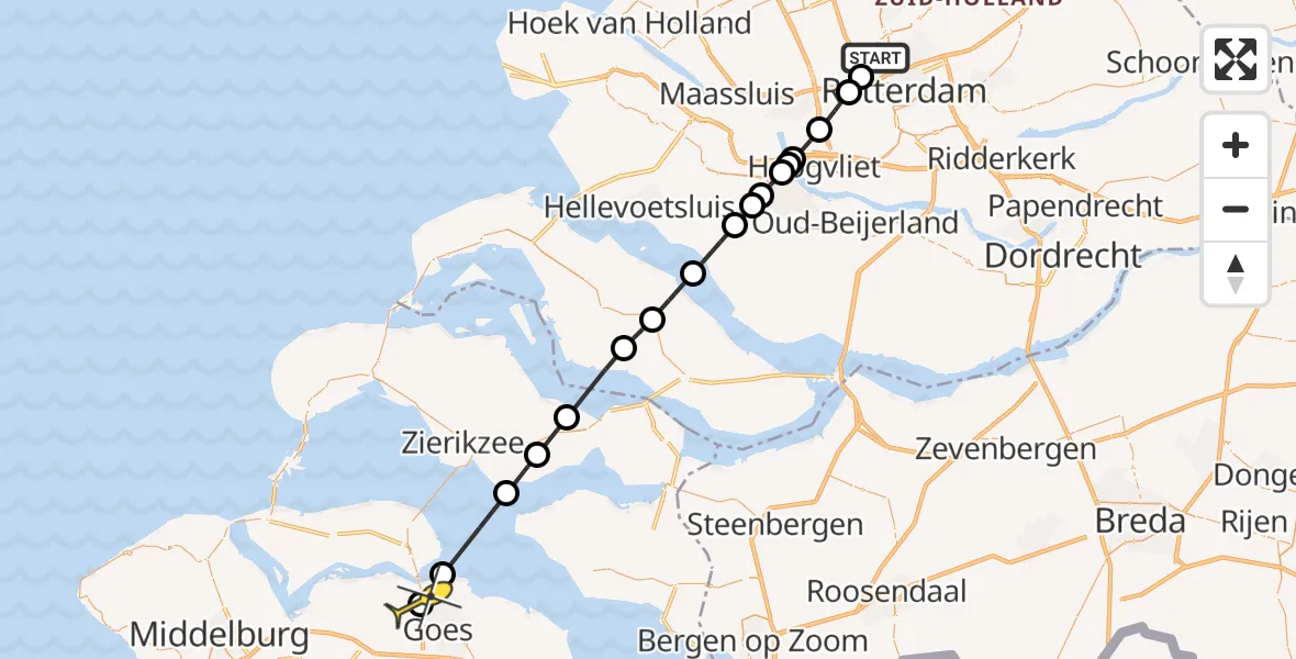 Routekaart van de vlucht: Lifeliner 2 naar Wilhelminadorp, Neel Gijsenkade