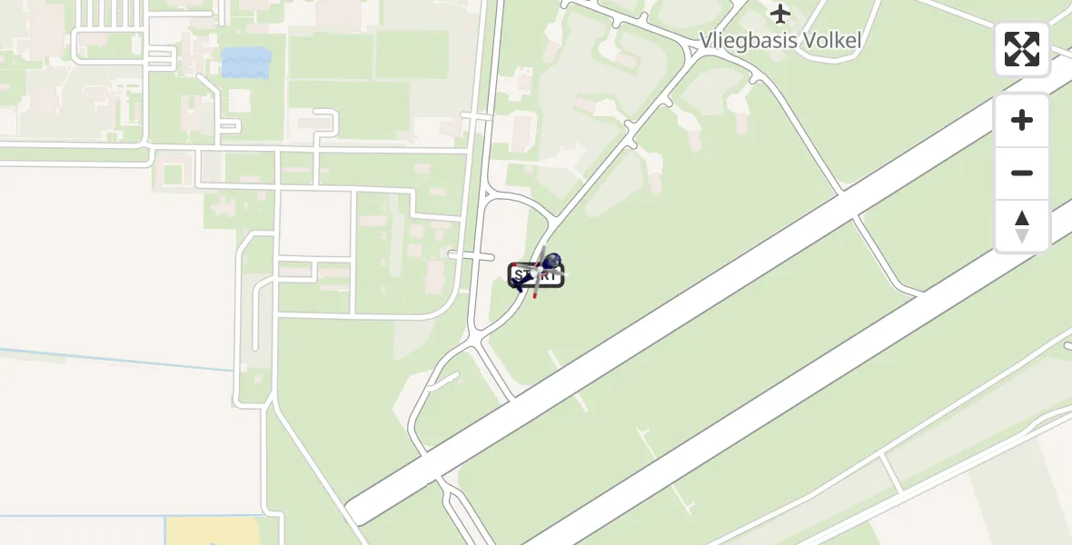 Vluchtroute Politiehelikopter van Vliegbasis Volkel naar Vliegbasis Volkel