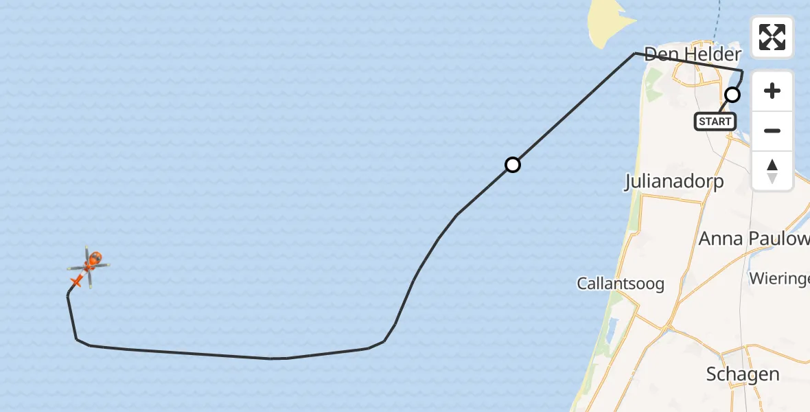 Vluchtroute Kustwachthelikopter Vliegveld De Kooy - , 20 september 2024, 17:43