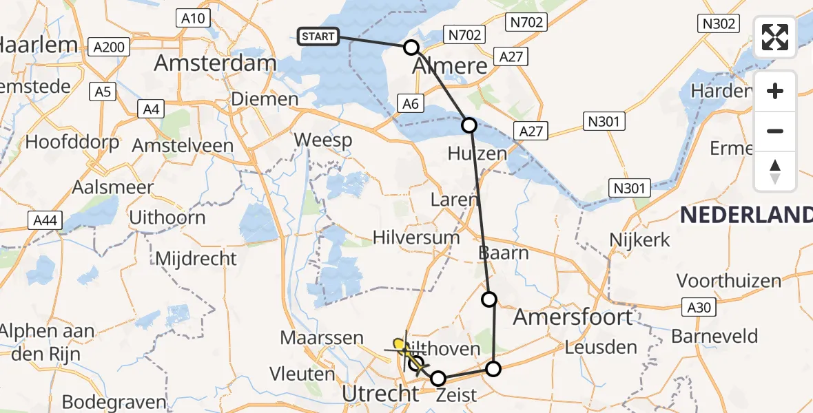 Routekaart van de vlucht: Politiehelikopter naar Groenekan, Groenekanseweg