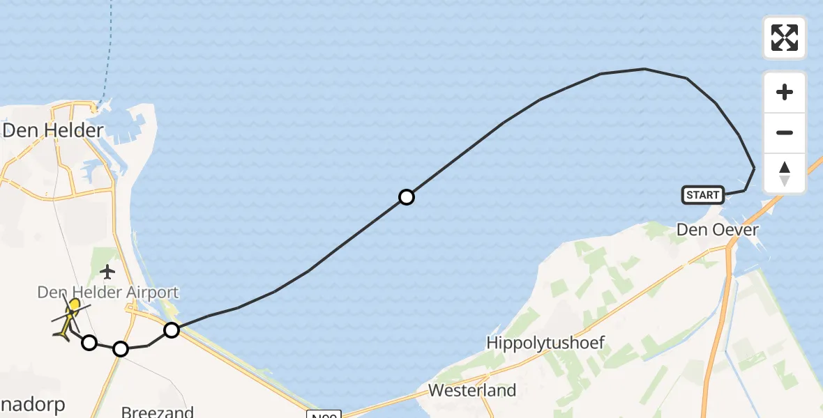 Routekaart van de vlucht: Kustwachthelikopter naar Julianadorp, Dokweg