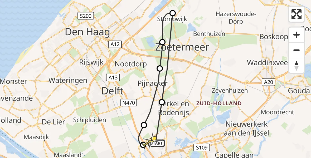 Routekaart van de vlucht: Lifeliner 2 naar Rotterdam The Hague Airport, Meerweg