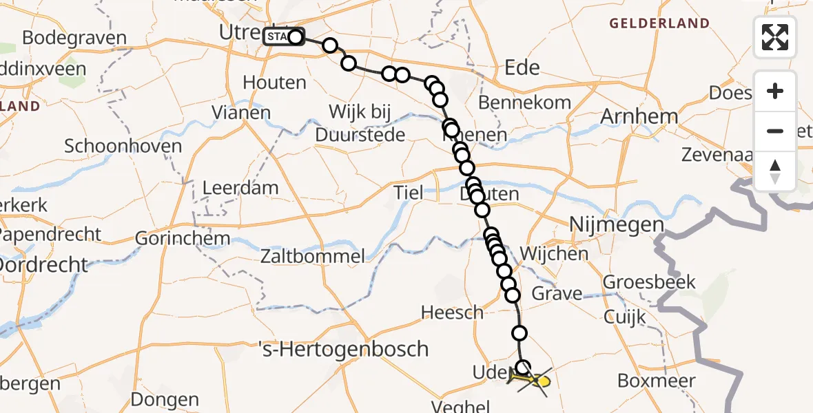 Routekaart van de vlucht: Lifeliner 3 naar Vliegbasis Volkel, Bornia