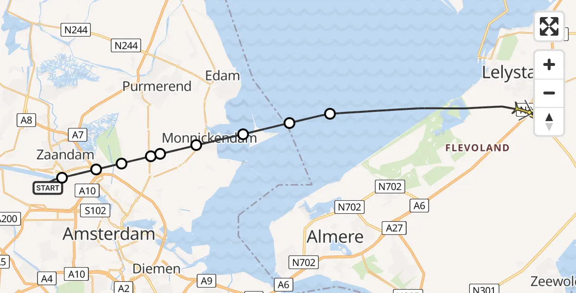 Routekaart van de vlucht: Lifeliner 1 naar Lelystad, Pieter Ghijsenlaan