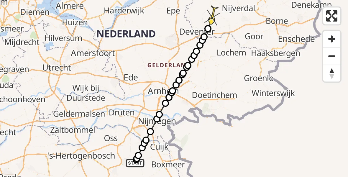 Routekaart van de vlucht: Lifeliner 3 naar Heeten, Trentsedijk