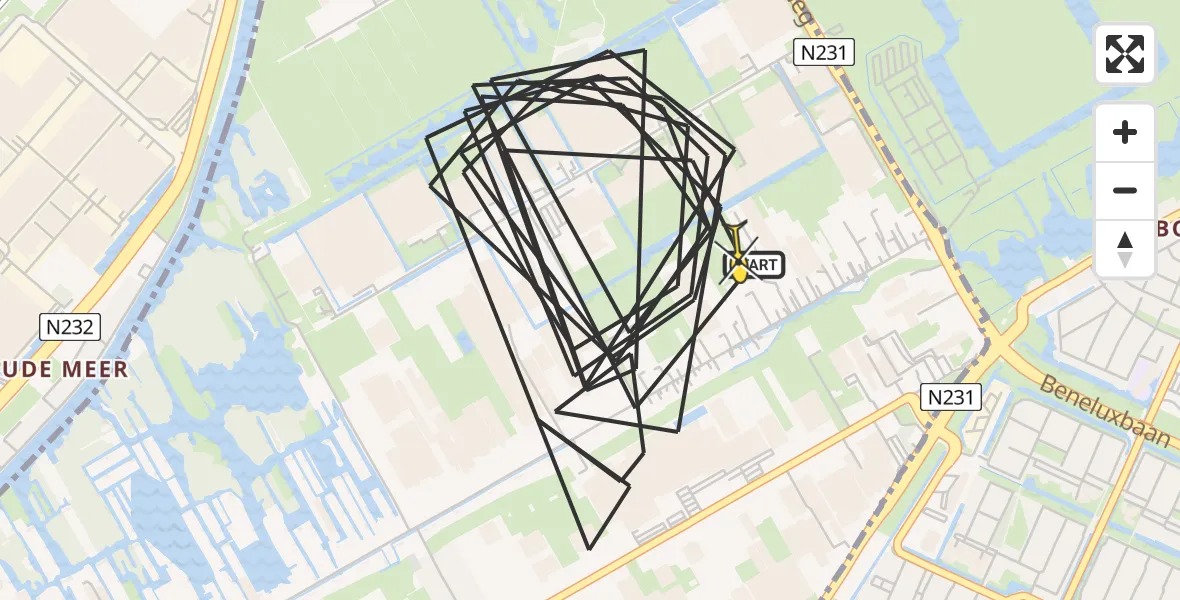 Routekaart van de vlucht: Politiehelikopter naar Aalsmeer, Kleine Bospad