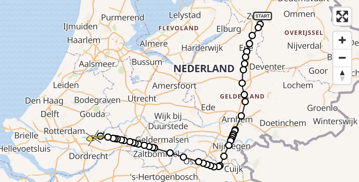 Routekaart van de vlucht: Lifeliner 3 naar Streefkerk, Marsweg