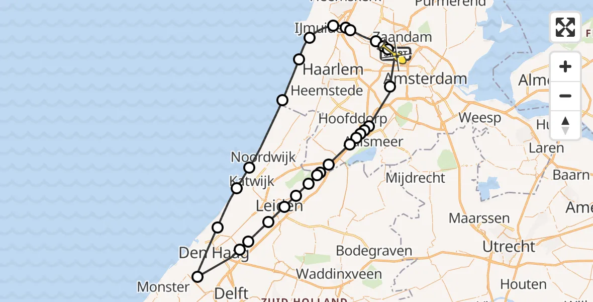 Routekaart van de vlucht: Lifeliner 1 naar Amsterdam Heliport, Brisselkerkstraat