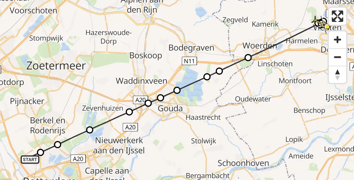 Routekaart van de vlucht: Politieheli naar Vleuten, Bovendijk