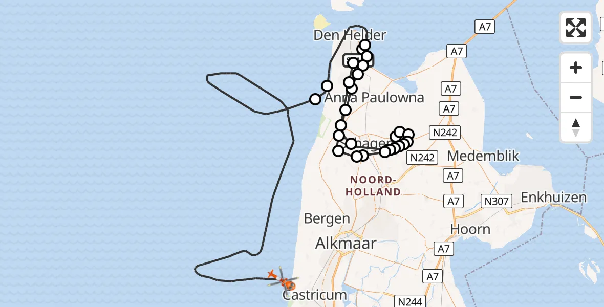 Vluchtroute Kustwachthelikopter Vliegveld De Kooy - , 21 september 2024, 13:37