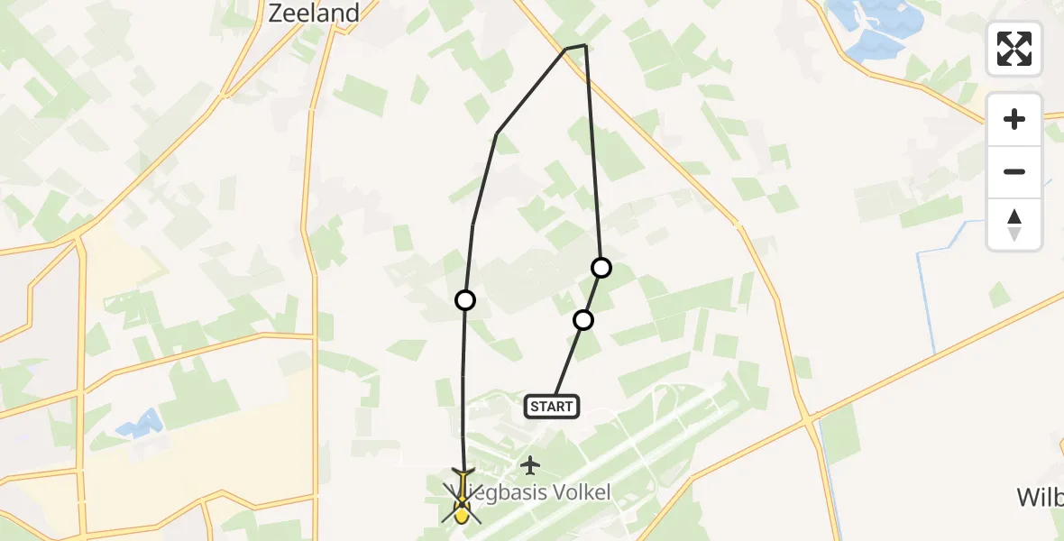 Routekaart van de vlucht: Lifeliner 3 naar Vliegbasis Volkel, Millsebaan