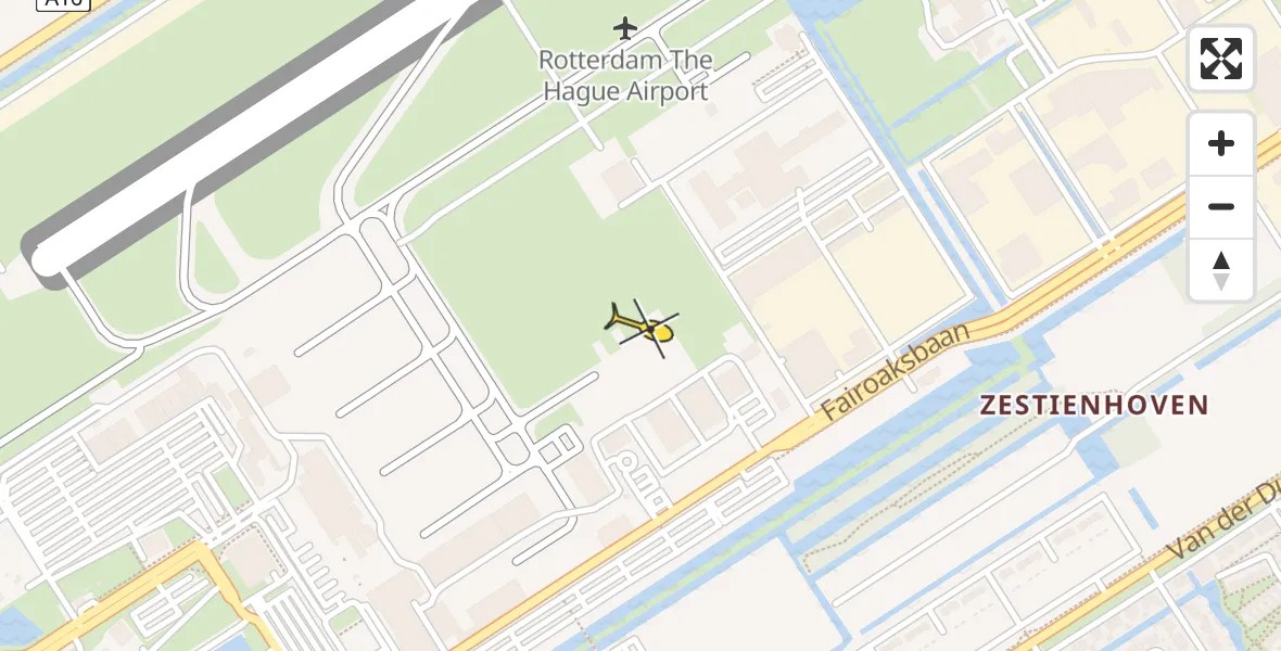 Routekaart van de vlucht: Politiehelikopter naar Rotterdam The Hague Airport