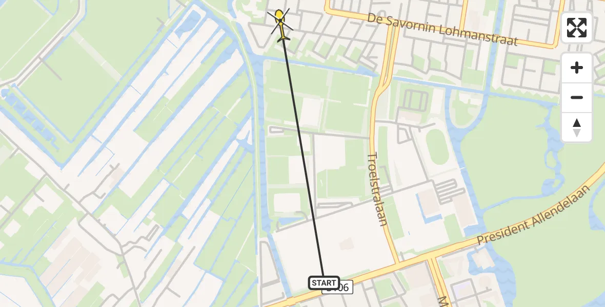 Vluchtroute Politiehelikopter van Amsterdam naar Amsterdam