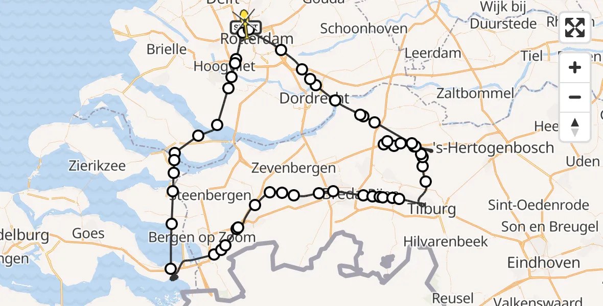 Routekaart van de vlucht: Politieheli naar Rotterdam The Hague Airport, Zestienhovensekade