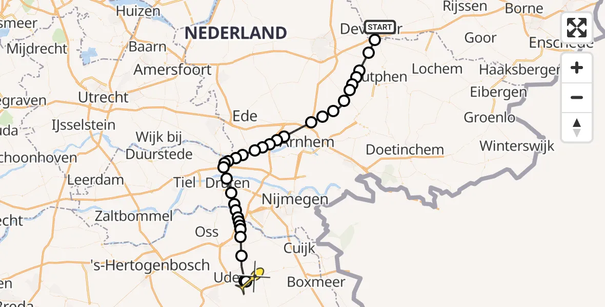 Routekaart van de vlucht: Lifeliner 3 naar Vliegbasis Volkel, Westerkamp