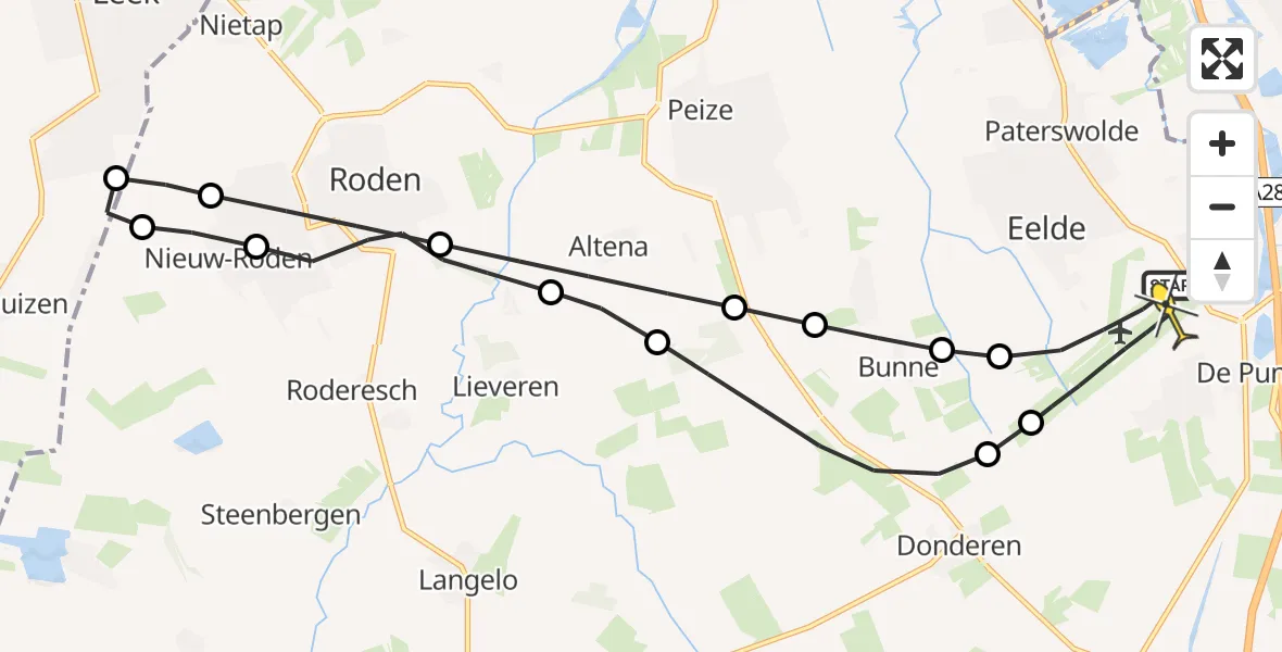 Routekaart van de vlucht: Lifeliner 4 naar Groningen Airport Eelde, Veldkampweg