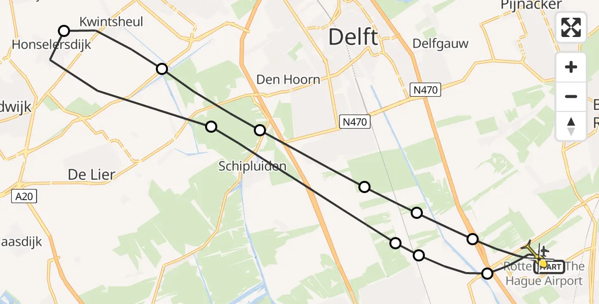 Routekaart van de vlucht: Lifeliner 2 naar Rotterdam The Hague Airport, Molenbroeklaan