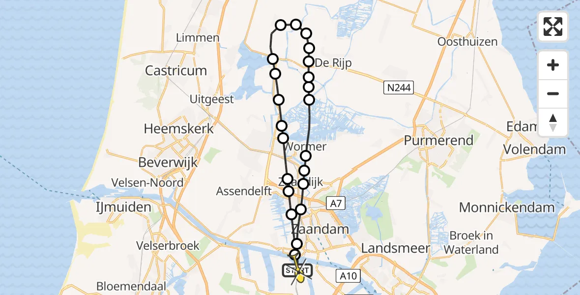 Routekaart van de vlucht: Lifeliner 1 naar Amsterdam Heliport, Albert Heijn Distributiecentrum