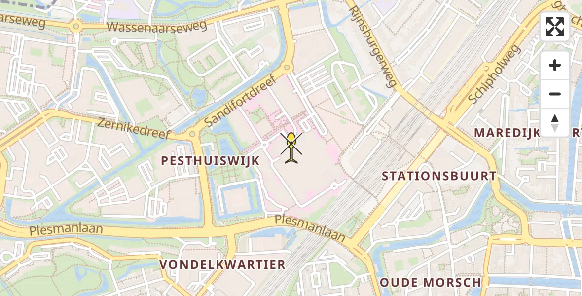 Routekaart van de vlucht: Lifeliner 1 naar Leiden