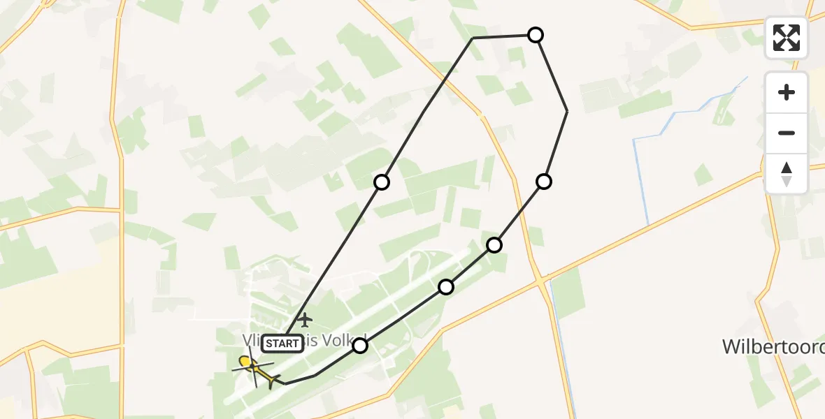 Routekaart van de vlucht: Lifeliner 3 naar Vliegbasis Volkel, Zeelandsedijk