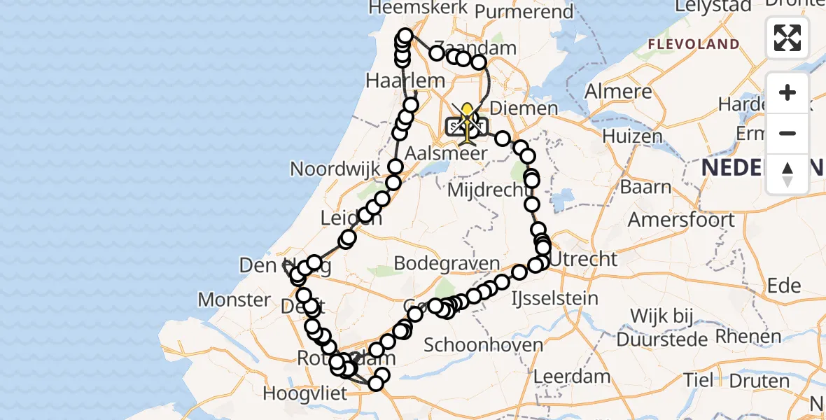 Routekaart van de vlucht: Politieheli naar Schiphol, Halim P.K. straat