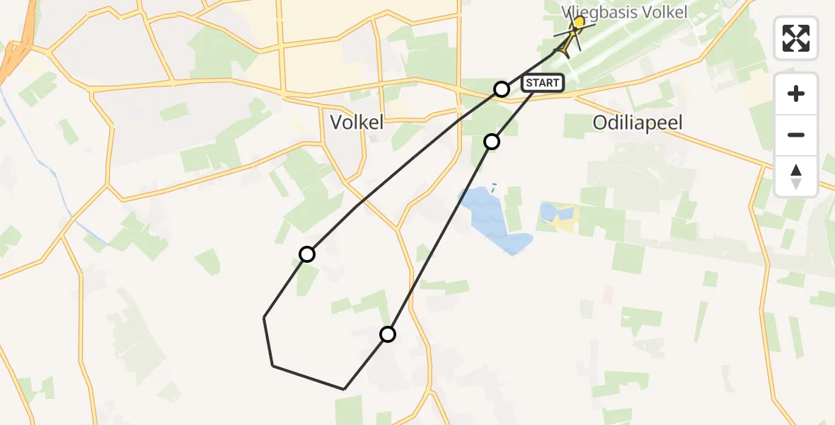 Routekaart van de vlucht: Lifeliner 3 naar Vliegbasis Volkel, Heikantstraat