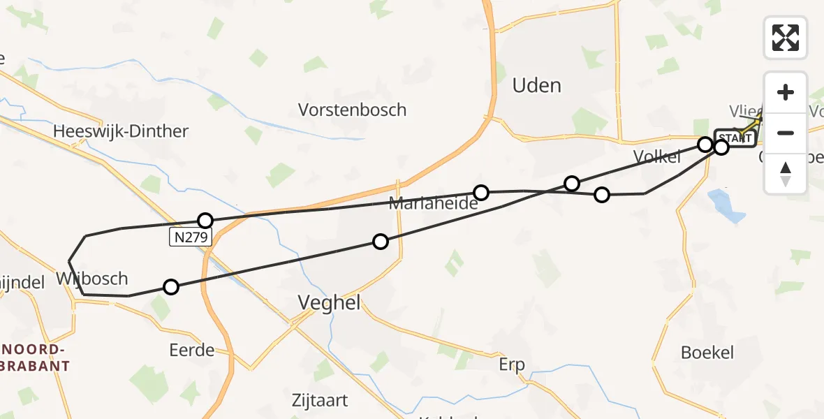 Routekaart van de vlucht: Lifeliner 3 naar Vliegbasis Volkel, Kroatenstraat