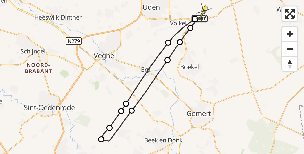 Routekaart van de vlucht: Lifeliner 3 naar Vliegbasis Volkel, Oosterheidestraat